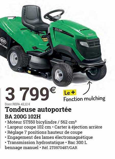 Tondeuse Autoportée Ba 200 G 102 H