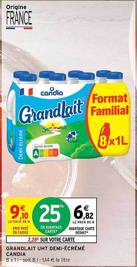 grand lait uht demi-écrémé candia