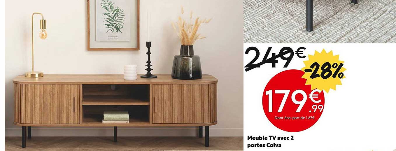 meuble tv avec 2 portes colva