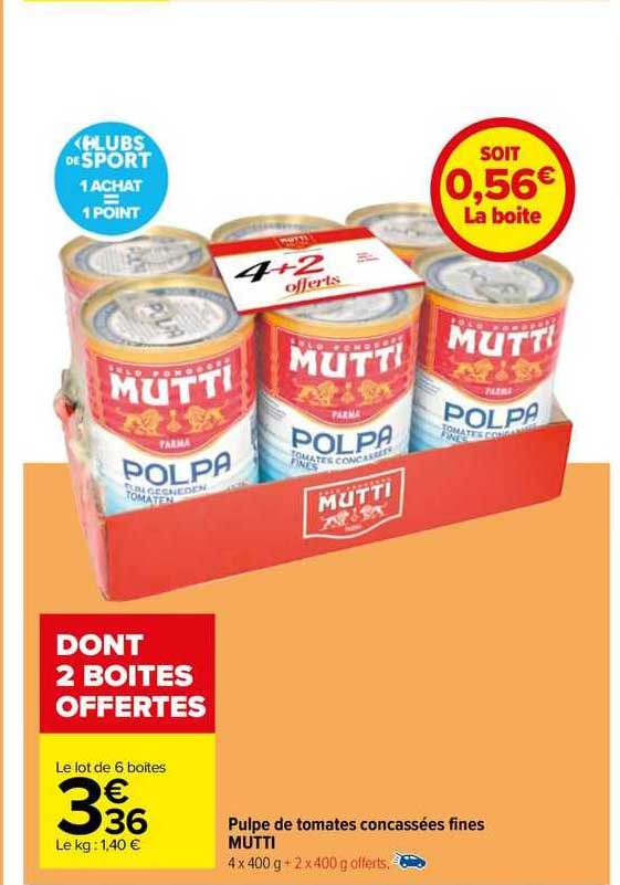 pulpe de tomates concassées fines mutti