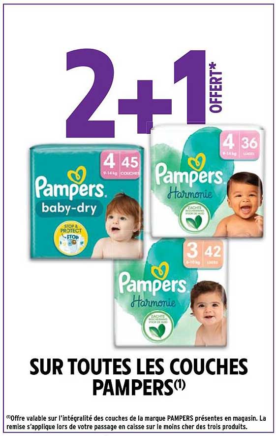2+1 offert sur toutes les couches pampers