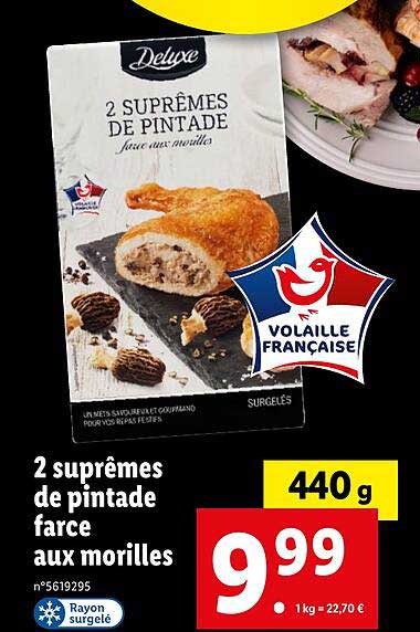 2 suprêmes de pintade farce aux morilles