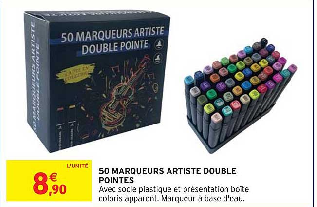 50 marqueurs artiste double pointes