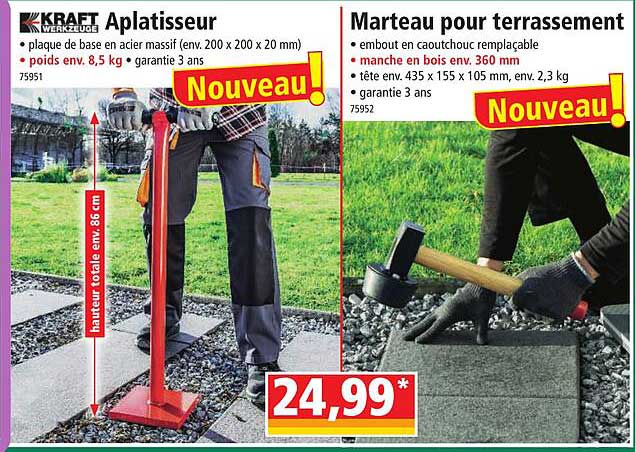 aplatisseur kraft werkzeuge, marteau pour terrassement kraft werkzeuge