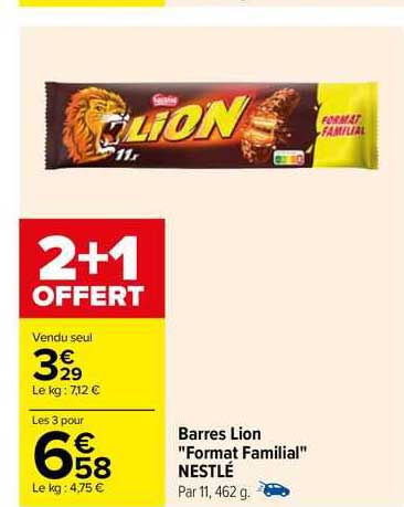 Barres Lion "format Familial" Nestlé
