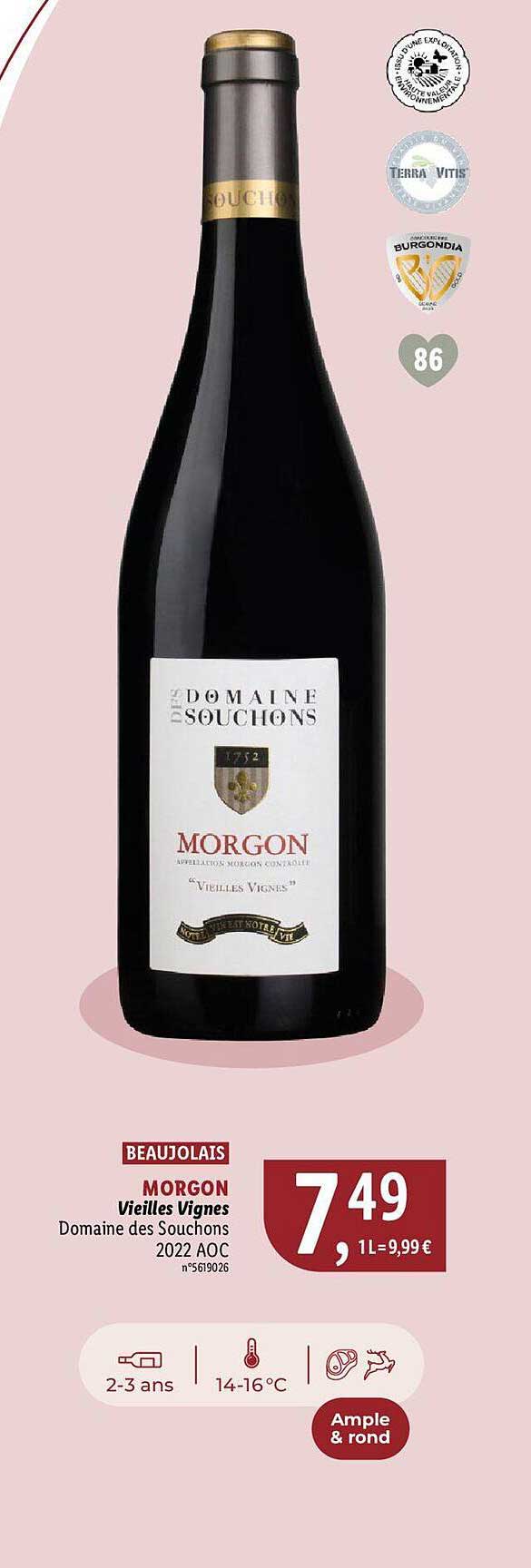 beaujolais morgon vieilles vignes domaine des souchons 2022 aoc