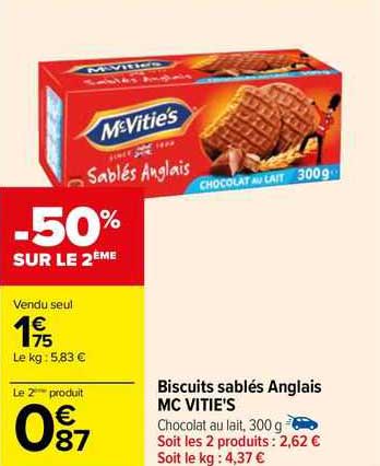 biscuits sablés anglais mc vitie's