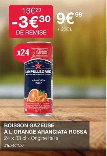 boisson gazeuse à l'orange aranciata rossa