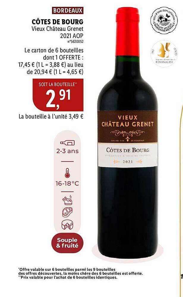bordeaux côtes de bourg vieux château grenet 2021 aop