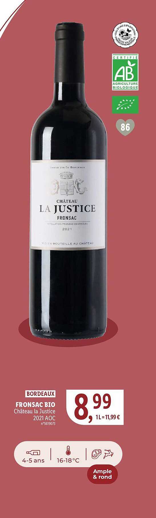 bordeaux fronsac bio château la justice 2021 aoc