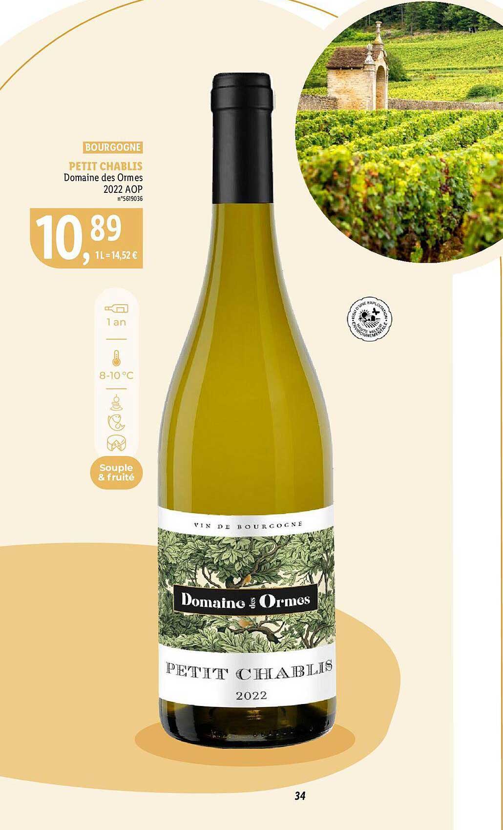 bourgogne petit chablis domaien des ormos 2022 aop