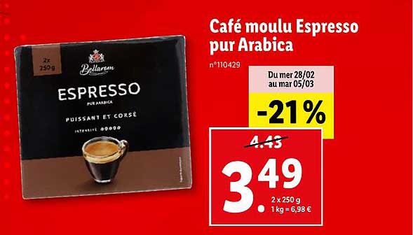 Café Moulu Espresso Pur Arabica
