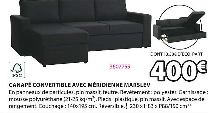 Canapé Convertible Avec Méridienne Marslev