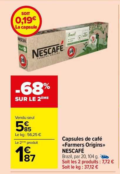 capsules de café "farmers origins" nescafé