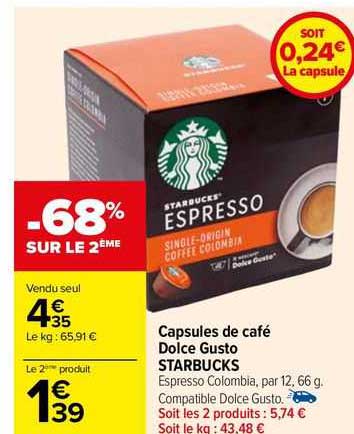Capsules De Café Dolce Gusto Starbucks