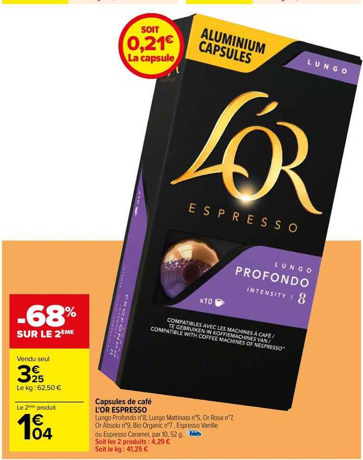 Capsules De Café L'or Espresso