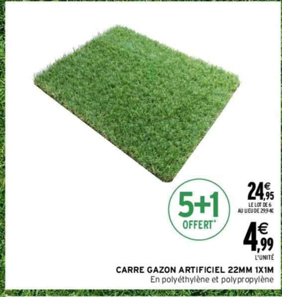 carre gazon artificiel 22mm 1x1m