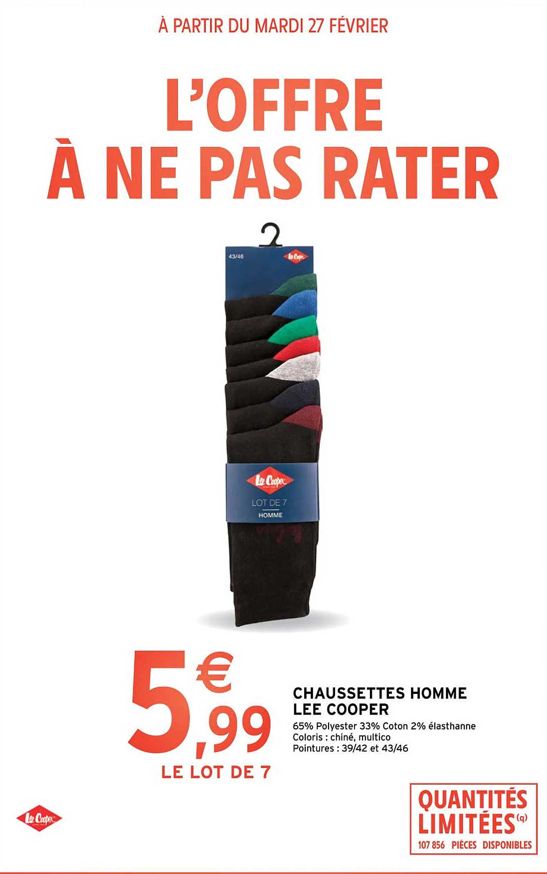 chaussettes homme lee cooper