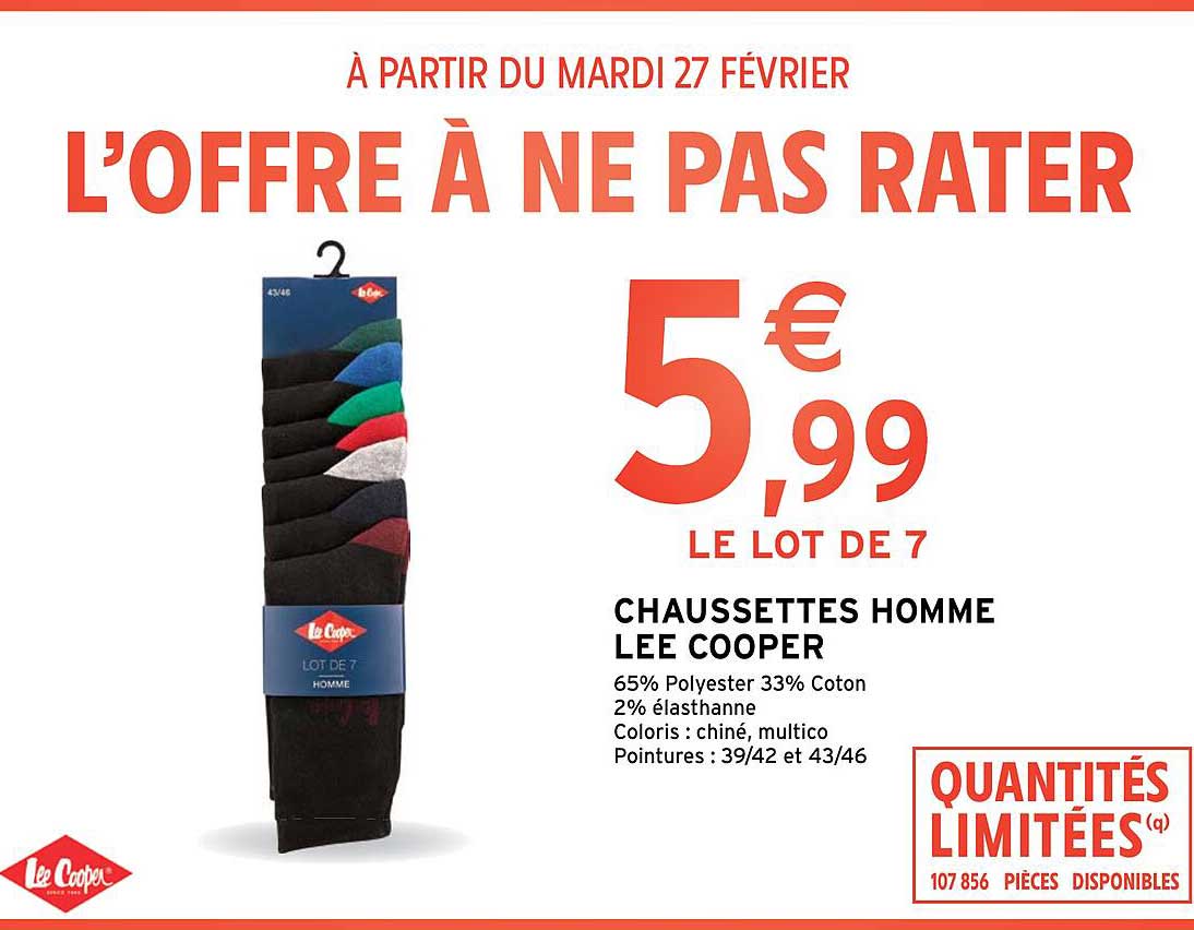 chaussettes homme lee cooper