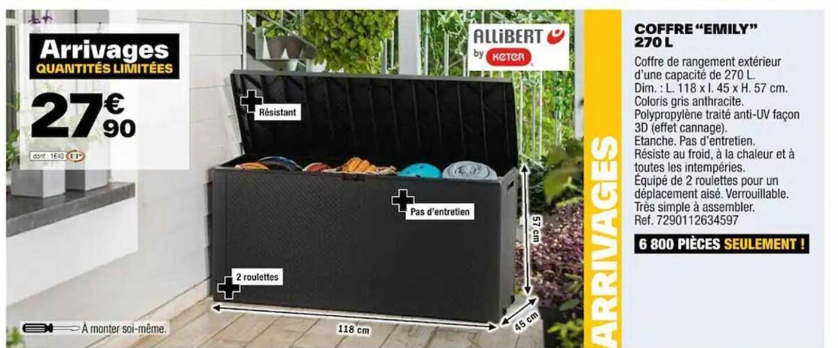 coffre "emily" 270 l allibert
