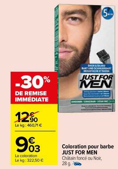 coloration pour barbe just for men