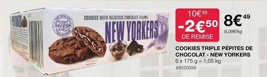 cookies triple pépites de chocolat - new yorkers