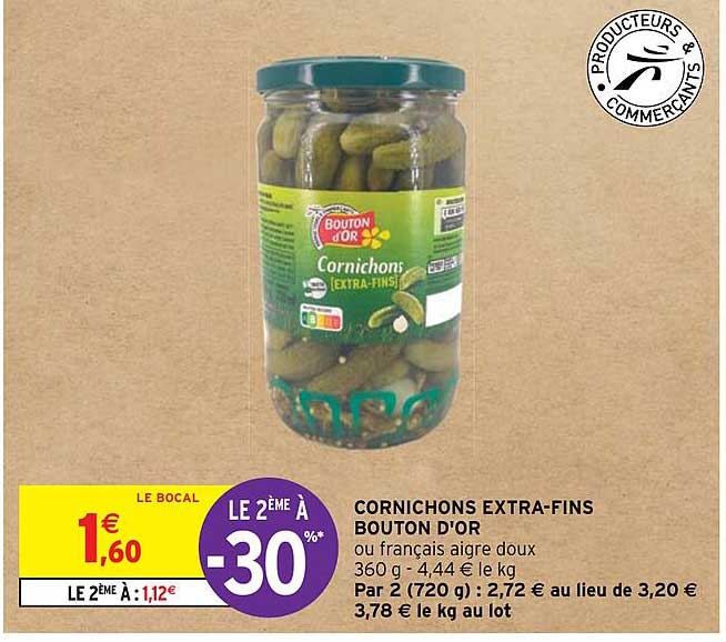 cornichons extra-fins bouton d'or
