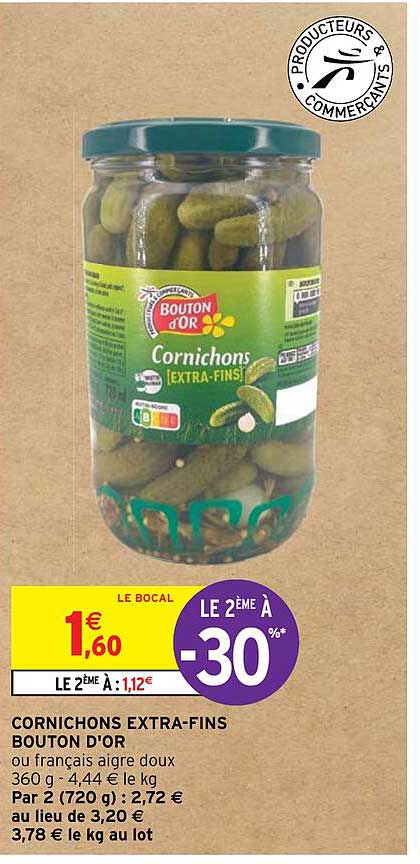 cornichons extra-fins bouton d'or