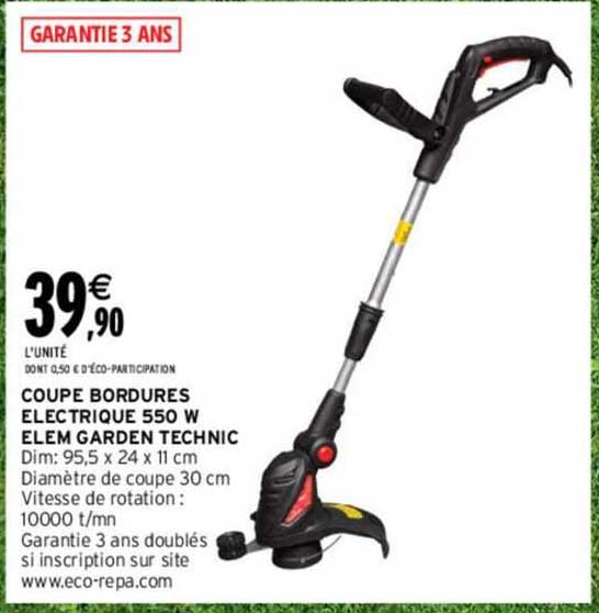 coupe bordures électrique 550 w elem garden technic