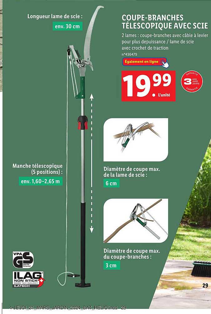 coupe-branches télescopique avec scie