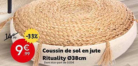 coussin de sol en jute rituality ø38 cm