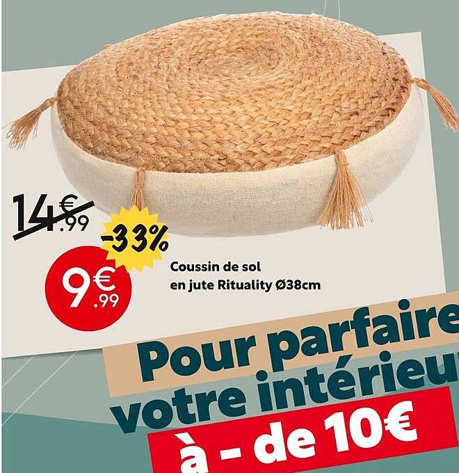 coussin de sol en jute rituality ø38 cm