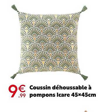 coussin déhoussable à pompons icare 45x45cm