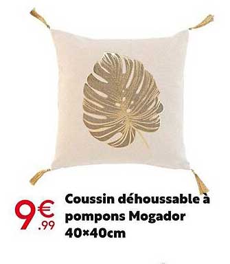 coussin déhoussable à pompons mogador 40x40cm