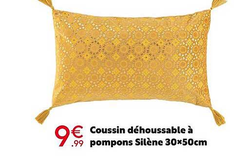 coussin déhoussable à pompons silène 30x50cm