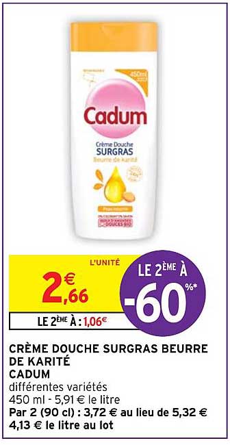 crème douche surgras beurre de karité cadum
