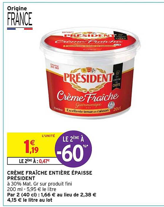 Crème Fraîche Entière épaisse Président