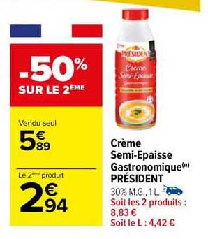 crème semi-épaisse gastronomique président