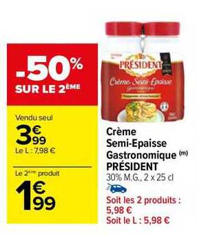 crème semi-épaisse gastronomique président