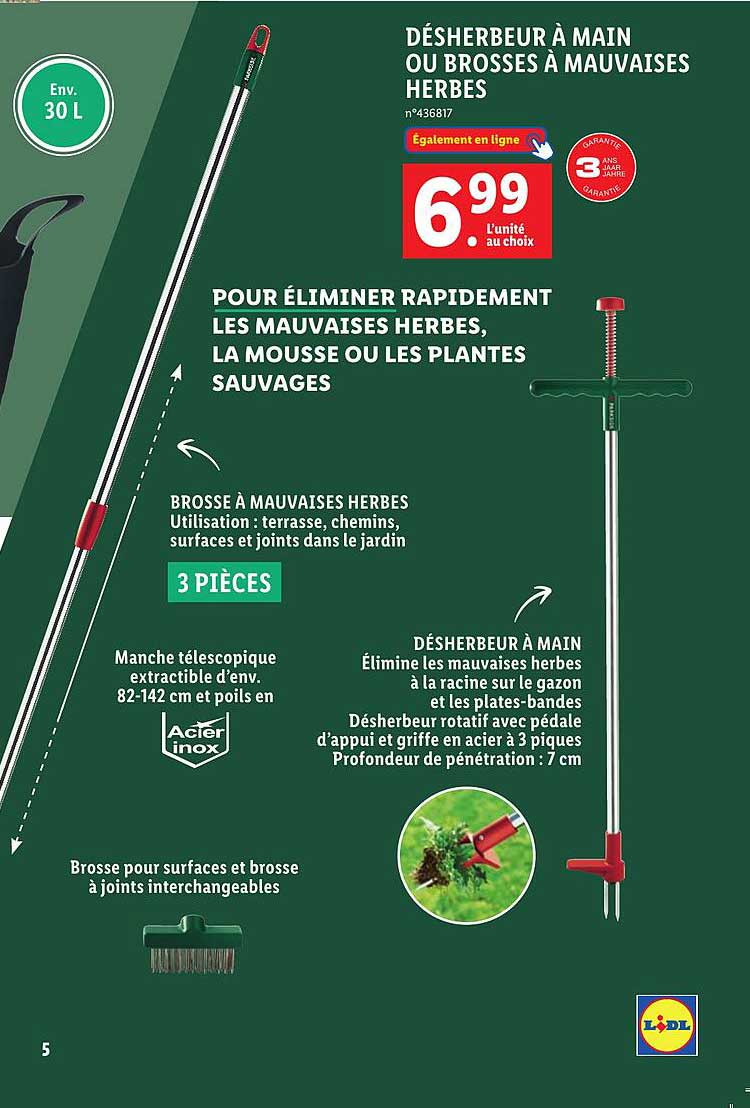 désherbeur à main ou brosses à mauvaises herbes