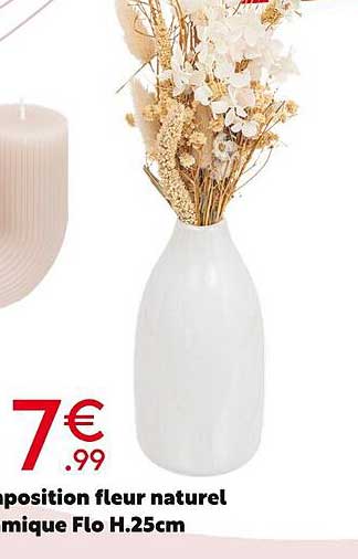 disposition fleur naturel céramique flo h. 25 cm