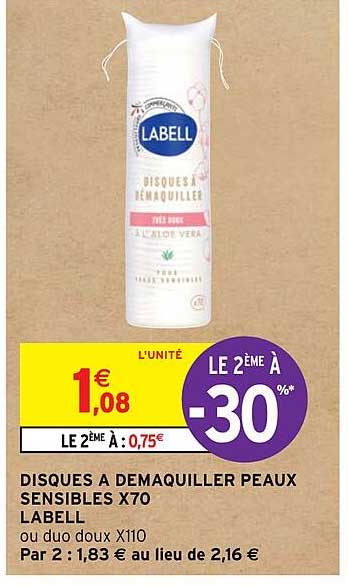 disques a demaquiller peaux sensibles x70 labell