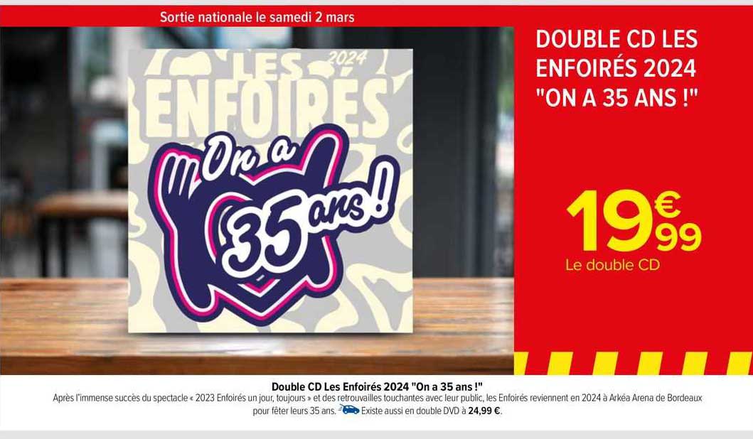 double cd les enfoirés 2024 "on a 35 ans !"