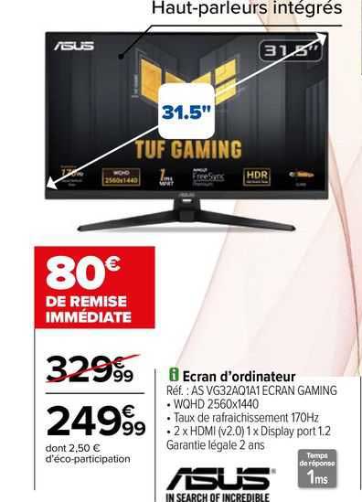 écran d'ordinateur asus 31.5"