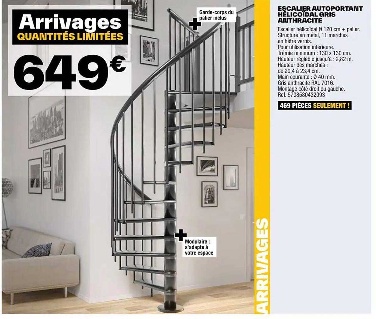 Escalier Autoportant Hélicoïdal Gris Anthracite