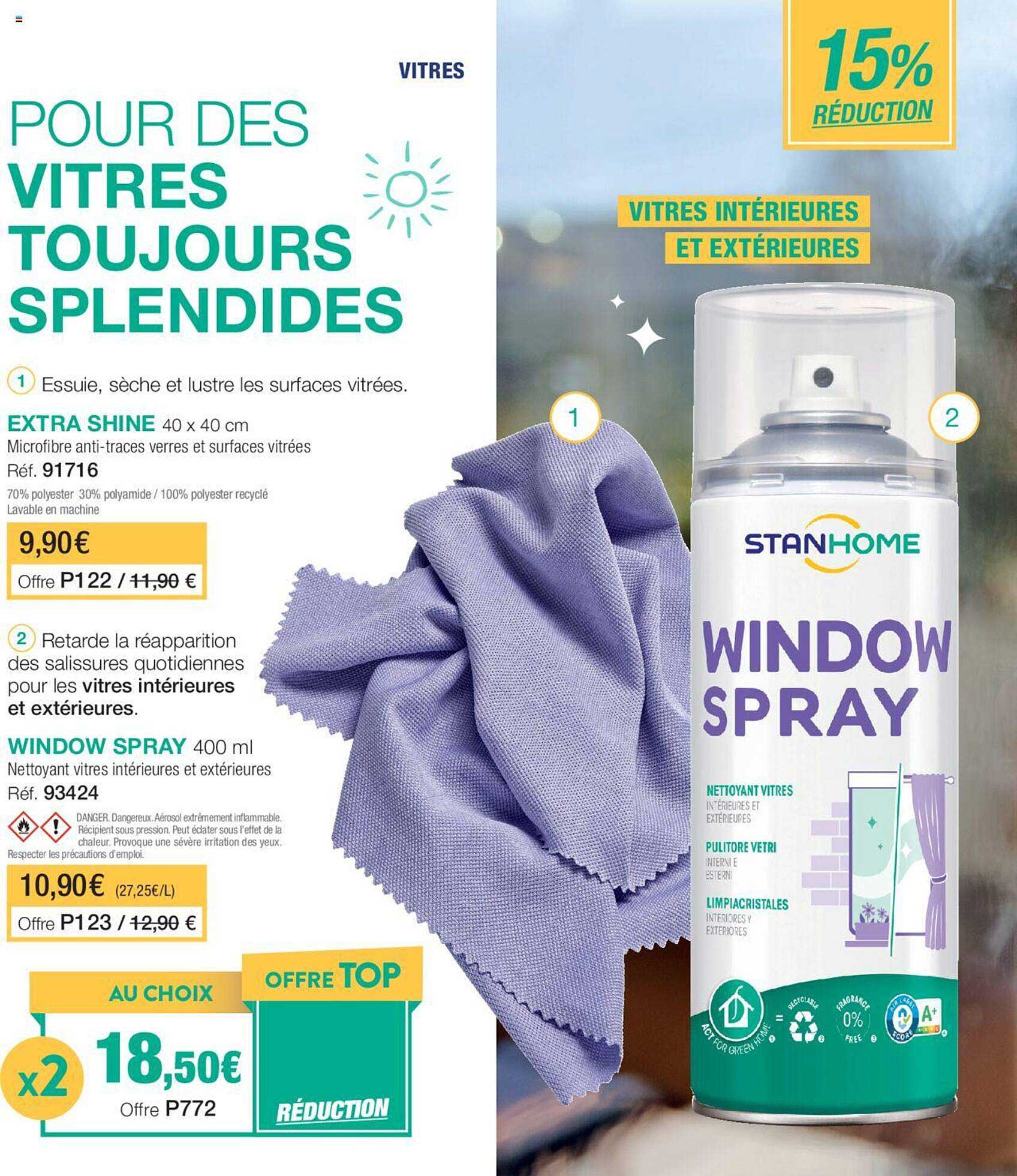 extra shine, window spray