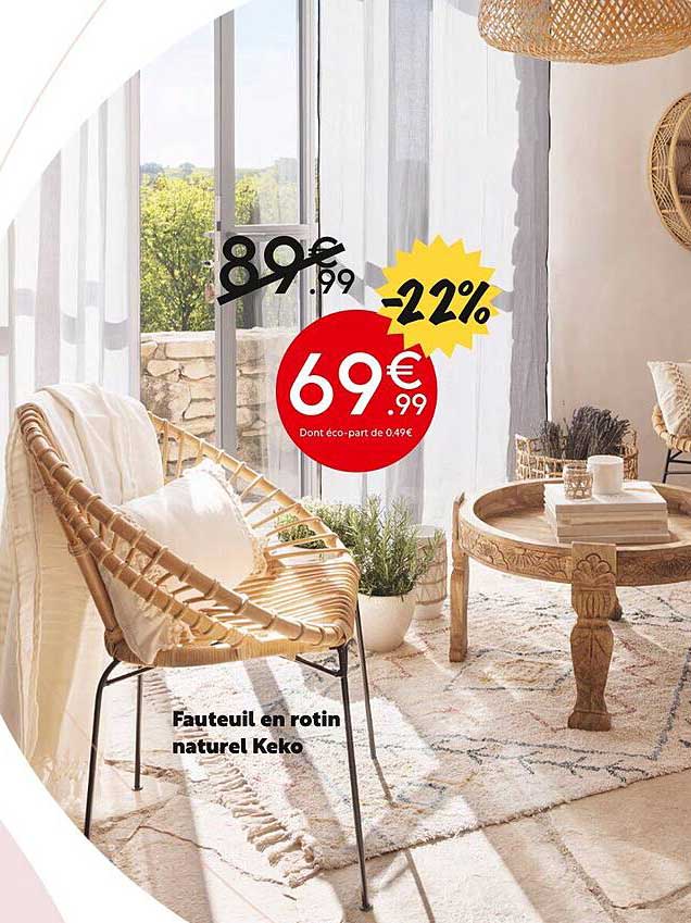 Fauteuil En Rotin Naturel Keko