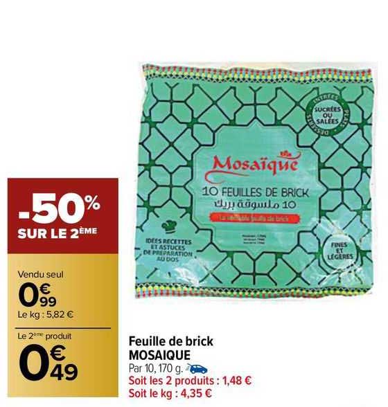 feuille de brick mosaique