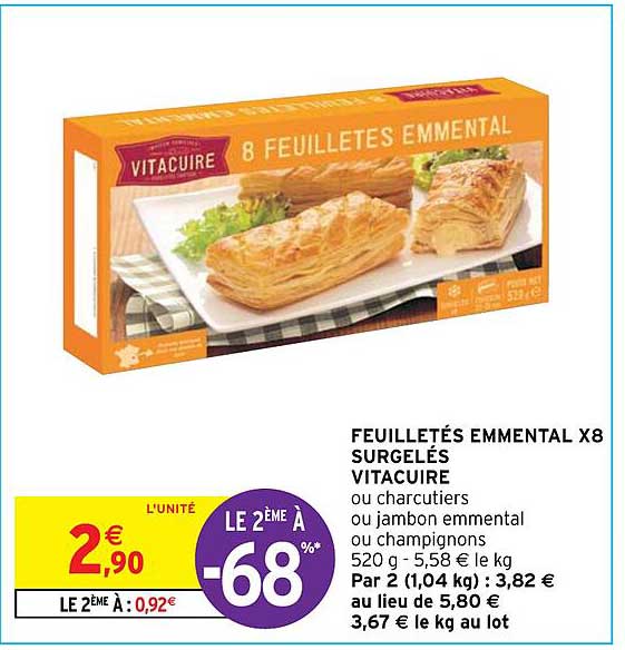 Feuilletés Emmental X 8 Surgelés Vitacuire