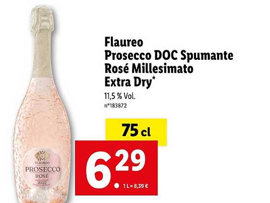 Flaureo Prosecco Doc Spumante Rosé Millesimato Extra Dry